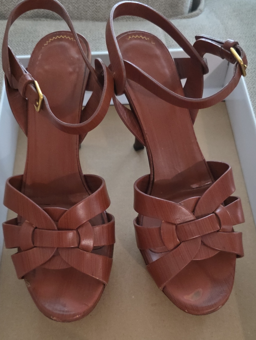 Yves Saint Laurent Brown Tribute Slingback Heels